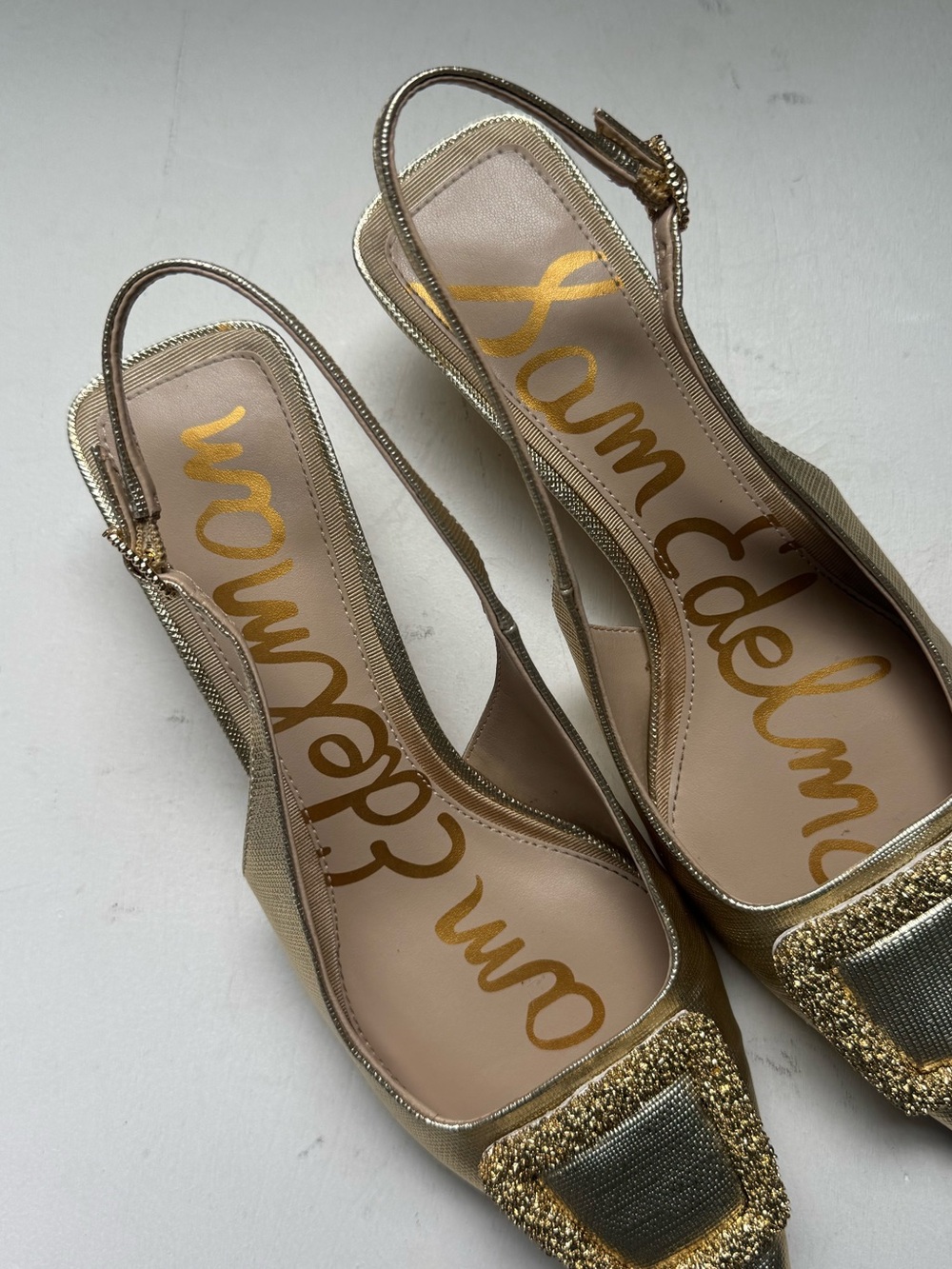 Sam Edelman Kammie Gold Slingback Kitten Heels - Picture 5 of 16